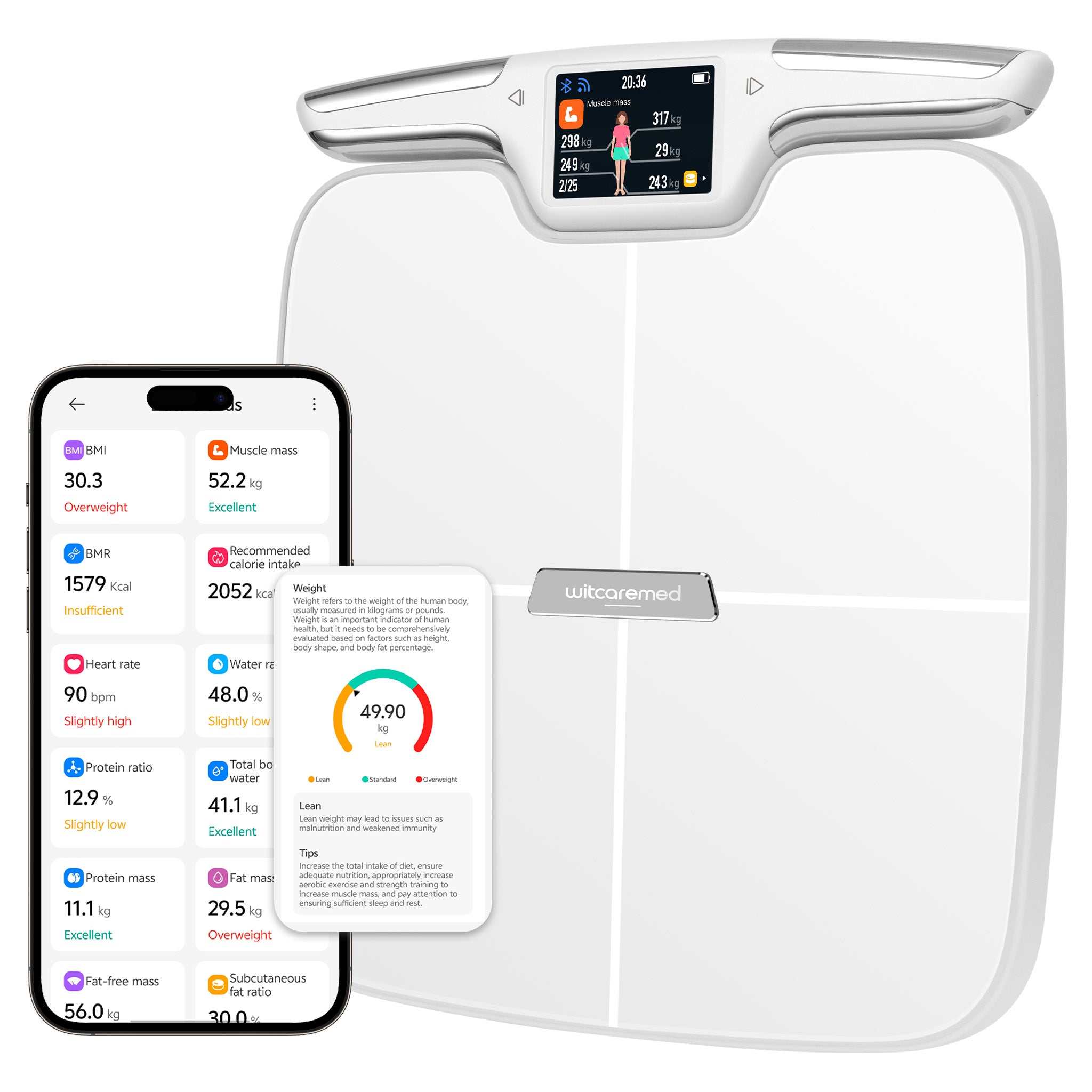 Smart body composition scale with 8 electrodes for precise body analysis