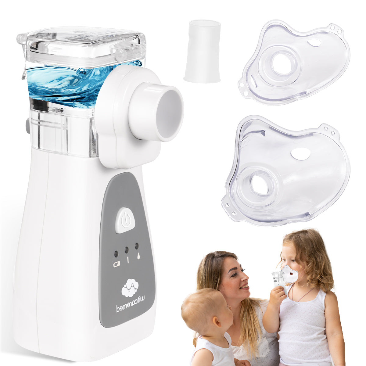 Witcaredmed Portable Nebulizer for Adults Kids for Asthma Breathing with 3 Mouthpiece Inhaler