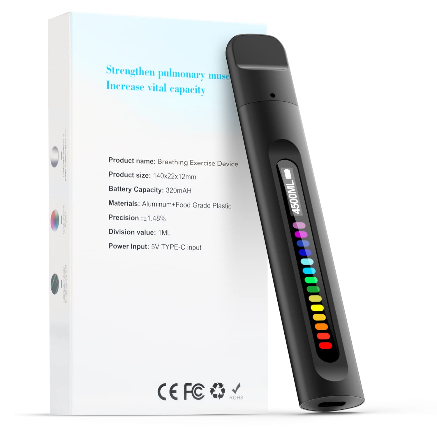 Smart Breathing Trainer for Exhaling – Lung Capacity Expander & Respiratory Muscle Strengthener, Portable Breathing Exercise Device for Fitness, Pulmonary Rehabilitation, Asthma, COPD Therapy